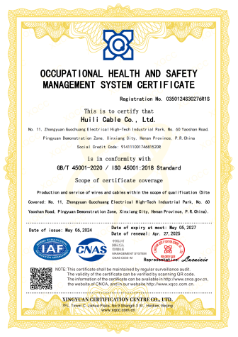 ISO 45001 Occupational health and safety management system certificate